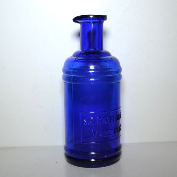 Antique SS Staffords Blue Cobalt Ink Bottle With Pour Spout Collectible - Picture 1 of 6